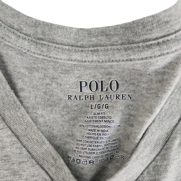 POLO RALPH LAUREN mens Slim Fit v-neck gray 100% cotton large - Picture 4 of 7